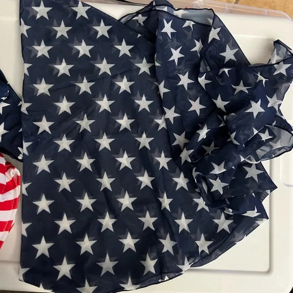 3pc American Flag Star Stripes Push Up Bikini Set with Sarong - Picture 8 of 14